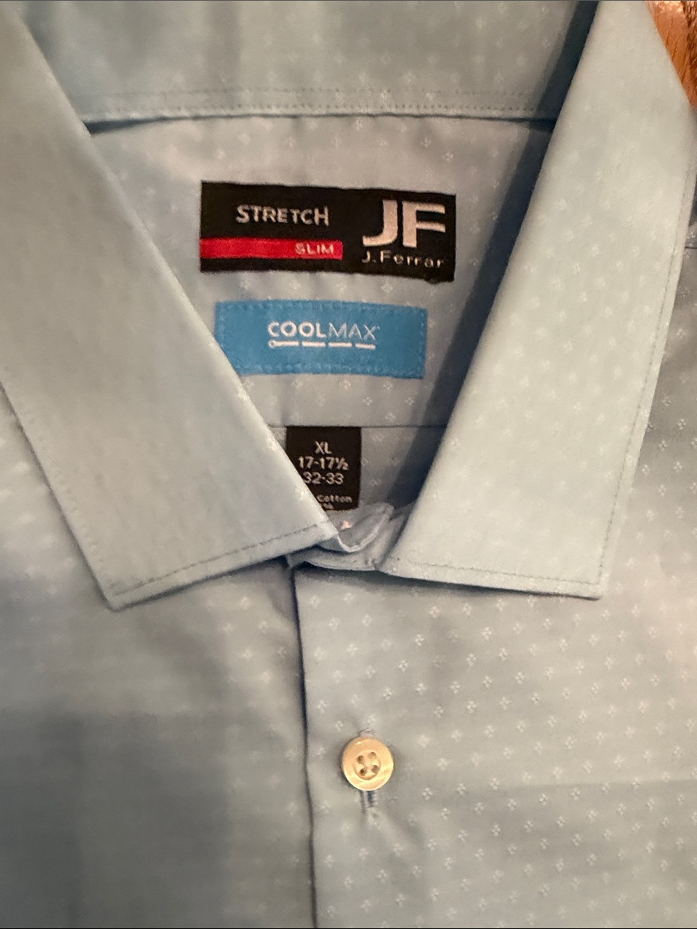 jf j.ferrar Light Blue Slim Stretch CoolMax Men's Dress Shirt